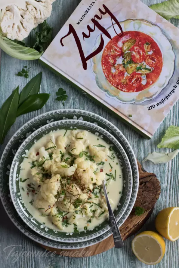 książka zupy zupa kalafiorowa na mleku z cytryną i curry