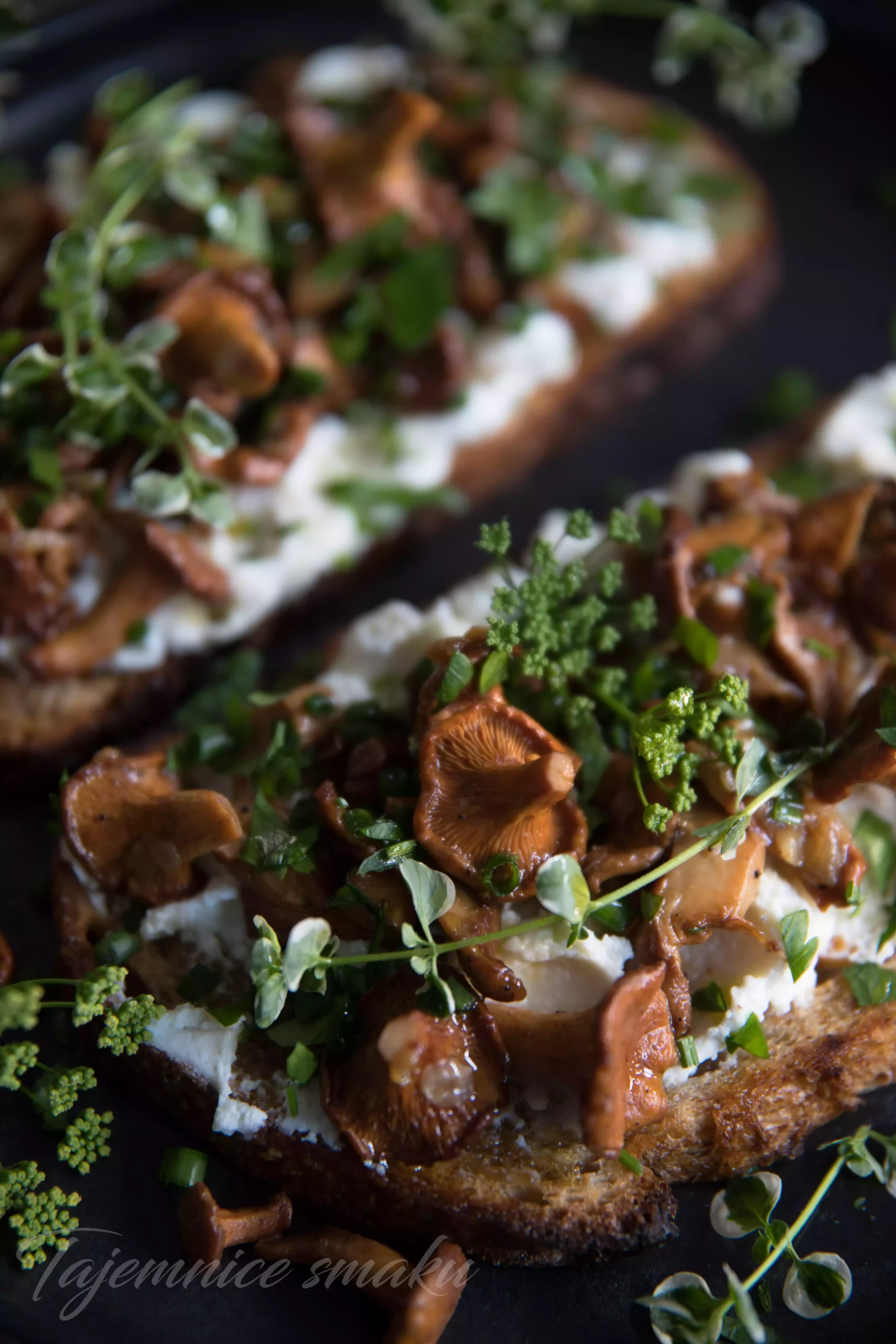 grzanki kurki bruschetta ricotta