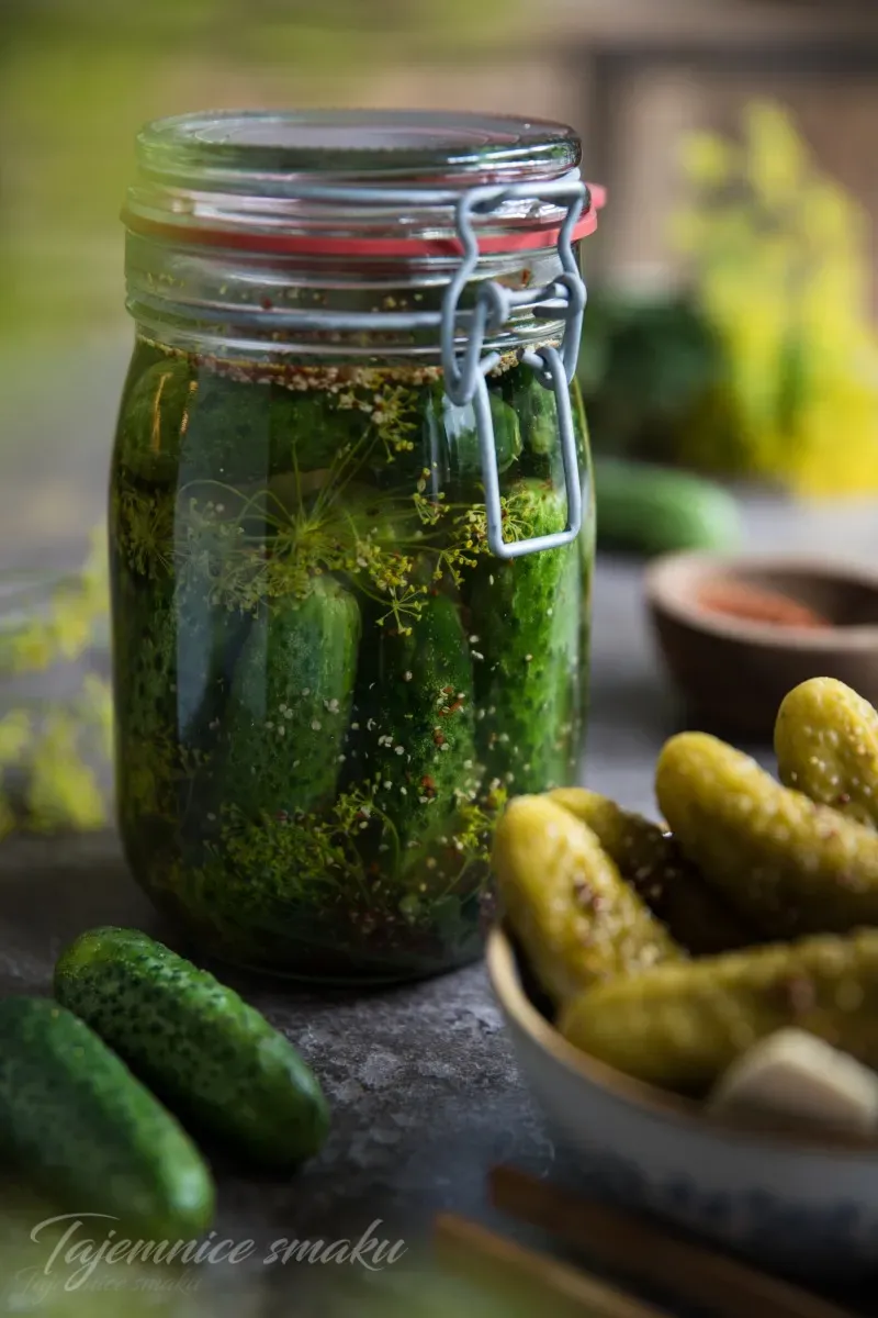 Ogórki gryntowe małosolne kiszone z miodem chili musztarda